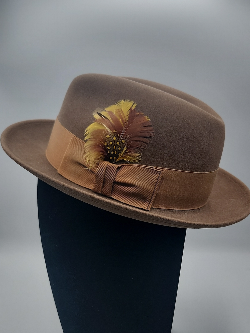 Biltmore Royal Chestnut Fedora With Feather Vintage 1960s